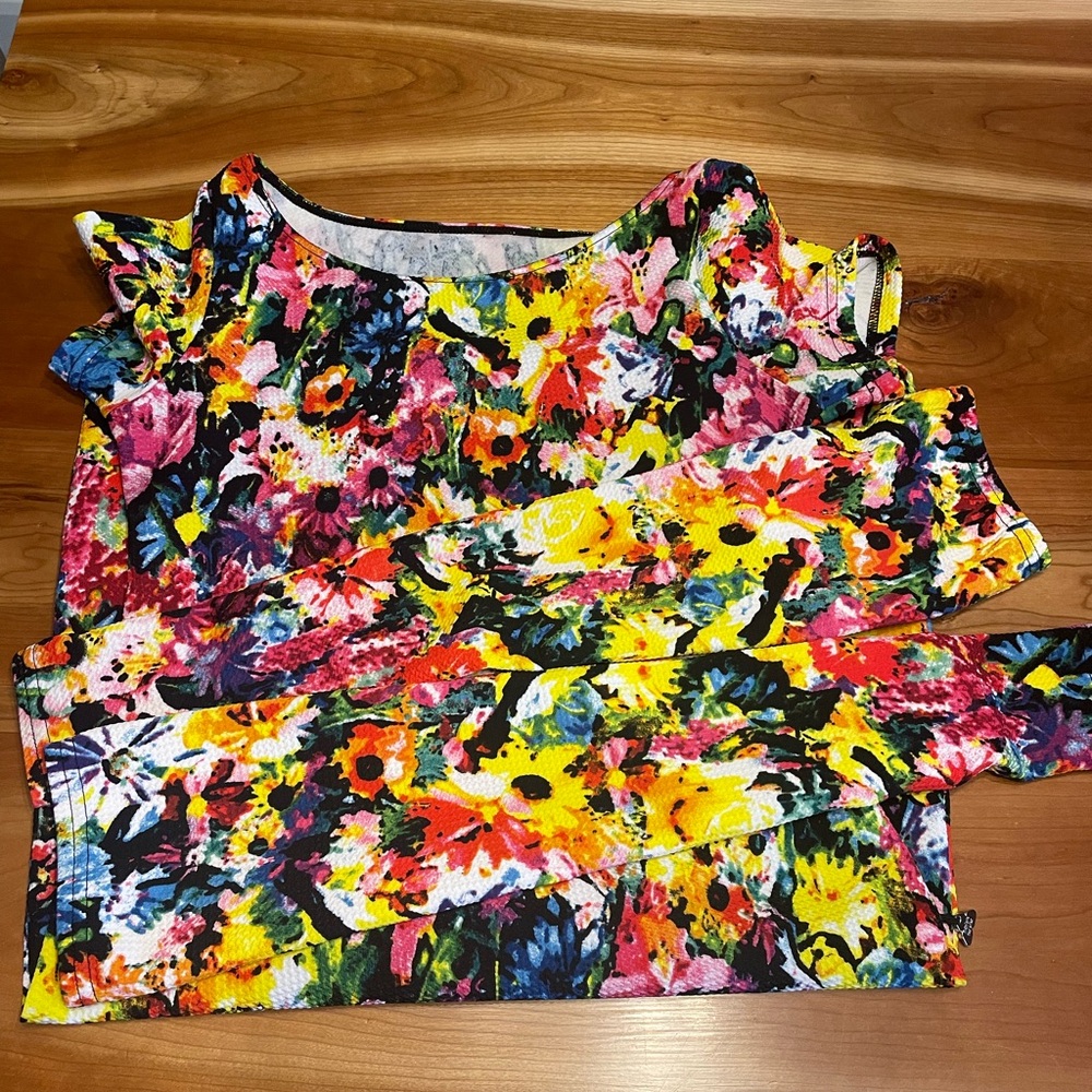 Yellow and Pink Ruffled Floral Mini Dress